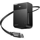 MOMAX 45W 10000mAh Fast Charging Portable Charger,Mini Travel Power Bank | 2.13 ft Retractable USB-C Cables,Flight-Safe,LED Display,Travel Essential,Battery Pack for iPhone 18/16/17 Samsung Google etc