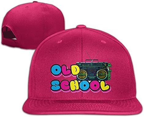 Aiguan Old School Boombox Flat Visor Baseball Cap, Designed Snapback Hat White