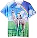 Goodie Two Sleeves Men's Humor Cat Rides Llamacorn Adult T-shirt, Sublimated, Large