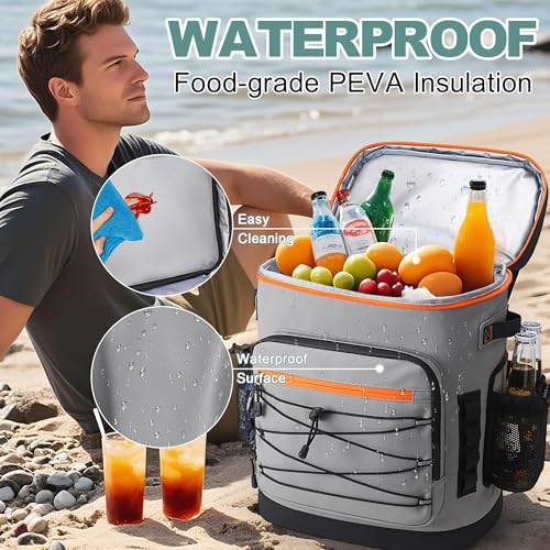 YOUNGOA Mochila Nevera Isotérmica, Mochila Termica Grande de 30 litros con Aislamiento Térmico y A Prueba de Fugas, Bolsa Picnic Impermeable para Hombre y Mujer