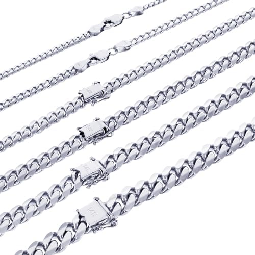 Amazon.com: Nuragold 10K Real White Gold Solid Miami Cuban Link