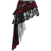 Botenwall Women's Goth Long Maxi Skirts Asymmetrical Y2K Skirts Layered Ruffle Skirt