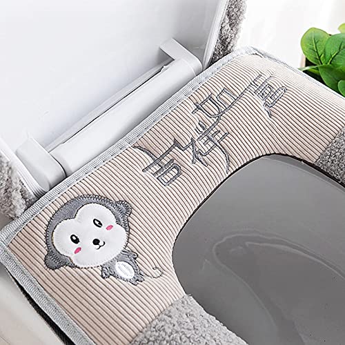 Hwjmy Toiletbril Mat SetBathroom Universele 2 stks/set Kussen+deksel Cover Warm Zacht Wasbaar Closestool Seat Case… - Afbeelding 3