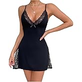 Kodewiet Sexy Night Gowns for Women Dress Lace Trim Sleep Chemise Nightgowns Side Split Nighty