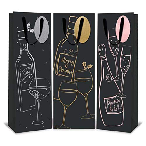 12x 'Christmas' Deluxe Bottle Bags - Wine / Spirit Bags - (Tallon 8910)