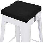 baibu 12 Inch Non Slip Stool Cushion Square, Soft Bar Stool Cushions with Ties Square Chair Pad for Stackable Kitchen Stools, Black (12'' (30CM))