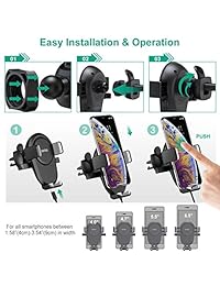 CHOETECH Cargador inalámbrico para auto, 7.5W   10W Qi de carga rápida, soporte de ventilación de aire automático Soporte para teléfono Compatible con iPhone Max   XS   XR   X   8 8 Plus, Samsung Galaxy S10e   S10   S10 Plus   S9   S9 +   Note 9   Nota 8
