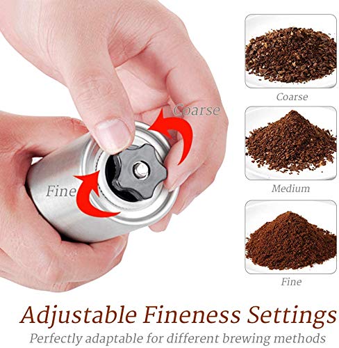 FeelGlad Manuelle Kaffeemühle, HandKaffeemühle aus Edelstahl Kaffeemühle, 8 Verstellbarer Mahlgrad mit 1 Abnehmbare… – Bild 4