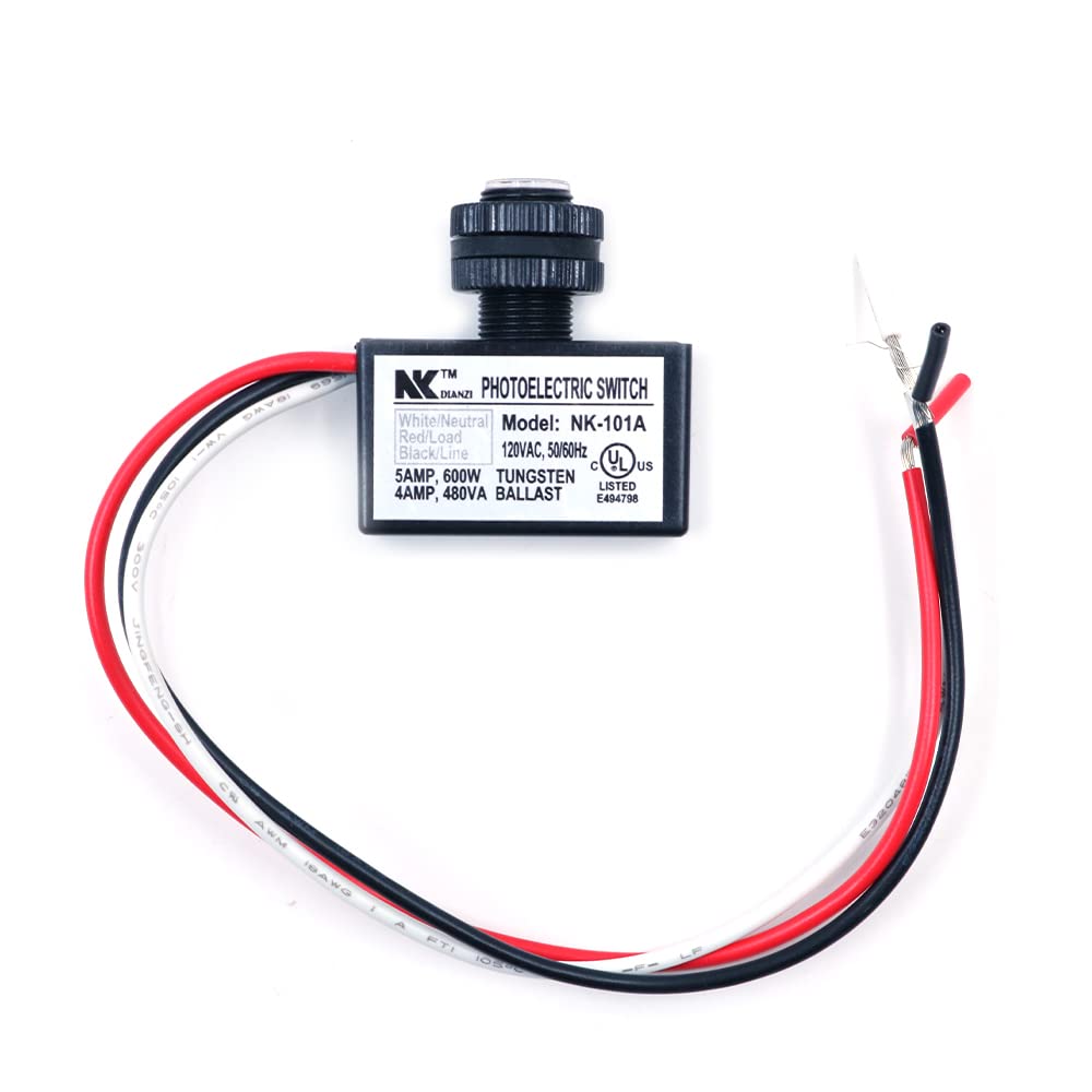 CENPEK AC 120V Photoelectric Switch Dusk to Dawn Button Flush Mount Photo Control Eye Switch Light Photocell Sensor-NK-101A
