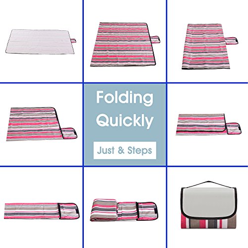 chuanyuekeji Outdoor & Picnic Blanket Extra Large but Portable Sand Proof and Waterproof Foldable Beach Mat for Camping Hiking Festivals 80" 60“ Red