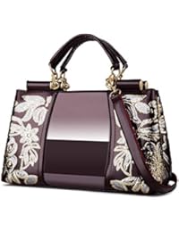 Nevenka Women Patent Leather Fashion Handbags (Wine Red)