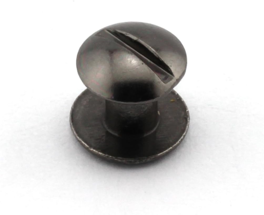 100 Pack Chicago Screws Solid Brass Accessories Nail Rivet Chicago Button for DIY Leather Decoration Round Head Stud Screw Black