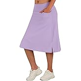Women's Midi Length Skorts Skirts with 3 Pockets Modest Skirts Women's 24" Knee Length Skort