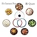 Tempered Glass Lid 10in (26cm) 8 Quart (with Black Silicone Handle Knob) for Instant Pot Accessories, Silicone Sealing Ring 8 qt (Red, Blue),Sweet and Savory Edition Ring (Black-, 8 Quart)