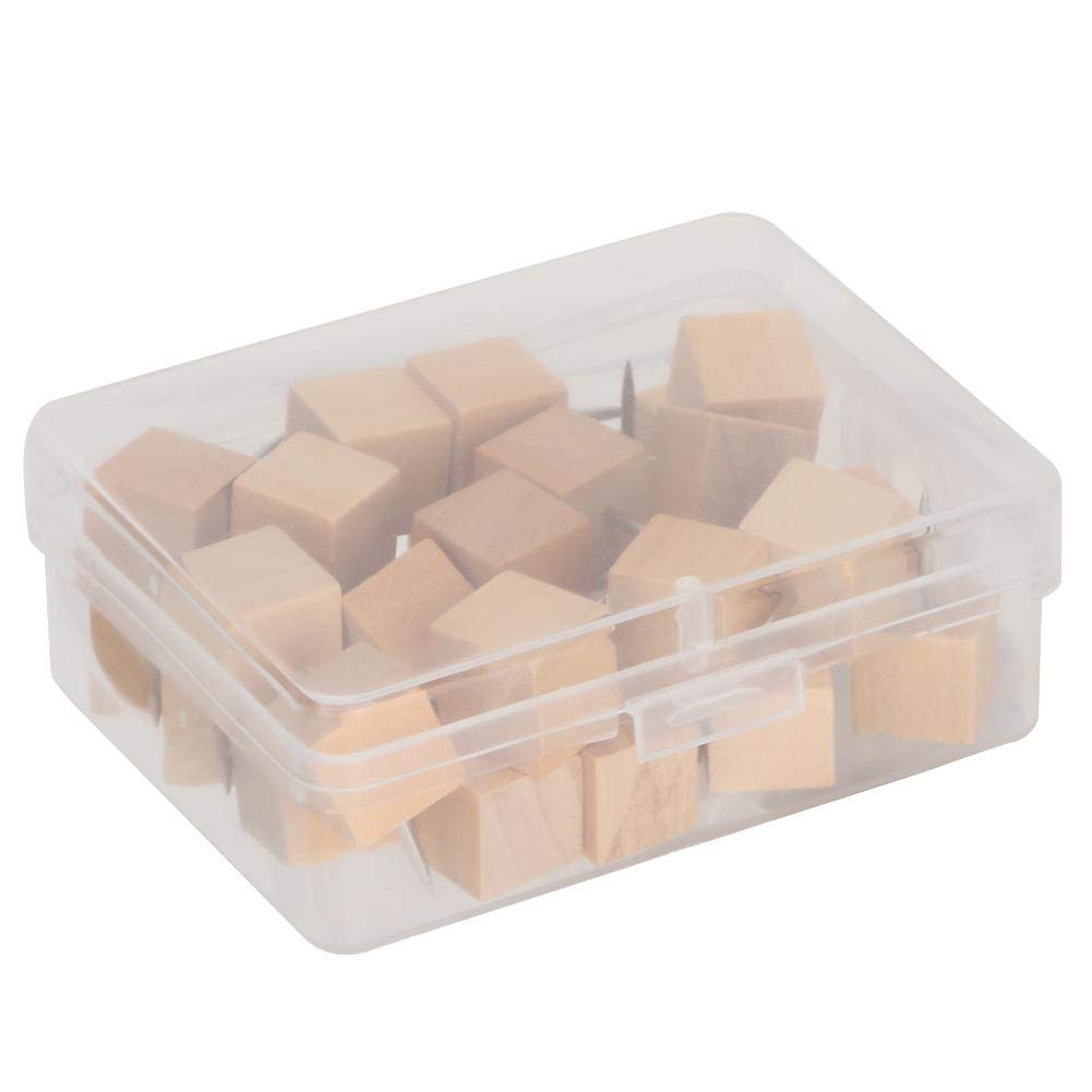 1 Box Wooden Thumb Tacks with Wood Heads and Steel Points Multi-Shaped Wooden Push Pin for Cork Boards Map Photos Calendar Home Office Craft Projects(#3)