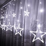 Ucharge Star Curtain Lights, With 12 Stars 138pcs Waterproof Linkable Curtain Lights, Great Decoration for Wedding, Christmas, Holiday, Party and Home - White Star Curtain