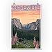 Yosemite National Park, California - Bear and Cubs with Flowers (9x12 Art Print, Wall Decor Travel Poster)