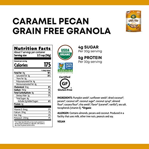 Nature's Path Caramel Pecan Grain-Free Granola, Healthy, Organic, 8 Ounce Bag (Pack of 6)