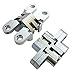 Smbbit Invisible Concealed Cross Hinges Wooden Doors,Zinc Alloy,2.36 in (59.8MM) Leaf Height, 0.5 in (12.8MM) Leaf Width, 0.7 in (17.6MM) Blade Thickness ,Satin Nickel Finish (1 Pair)