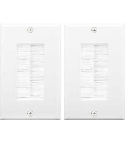 2 X 1 Gang Whte Brush Wall Outlet Cable Entry Plate Tdy Mount Wall