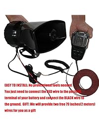 MIRKOO - Altavoz de sirena de coche con micrófono y sistema PA, 12 V, 100 W, 7 tonos, con alarma de sonido de emergencia para coche, con capucha, alarma contra incendios, ambulancia, tráfico, policía, sonido de cuerno, etc.