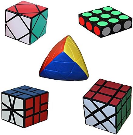 HJXD Magic Cube Set of 5 Pack Include 1x3x3+Square 1+ Skewb+Mastermorphix+Fisher Cube