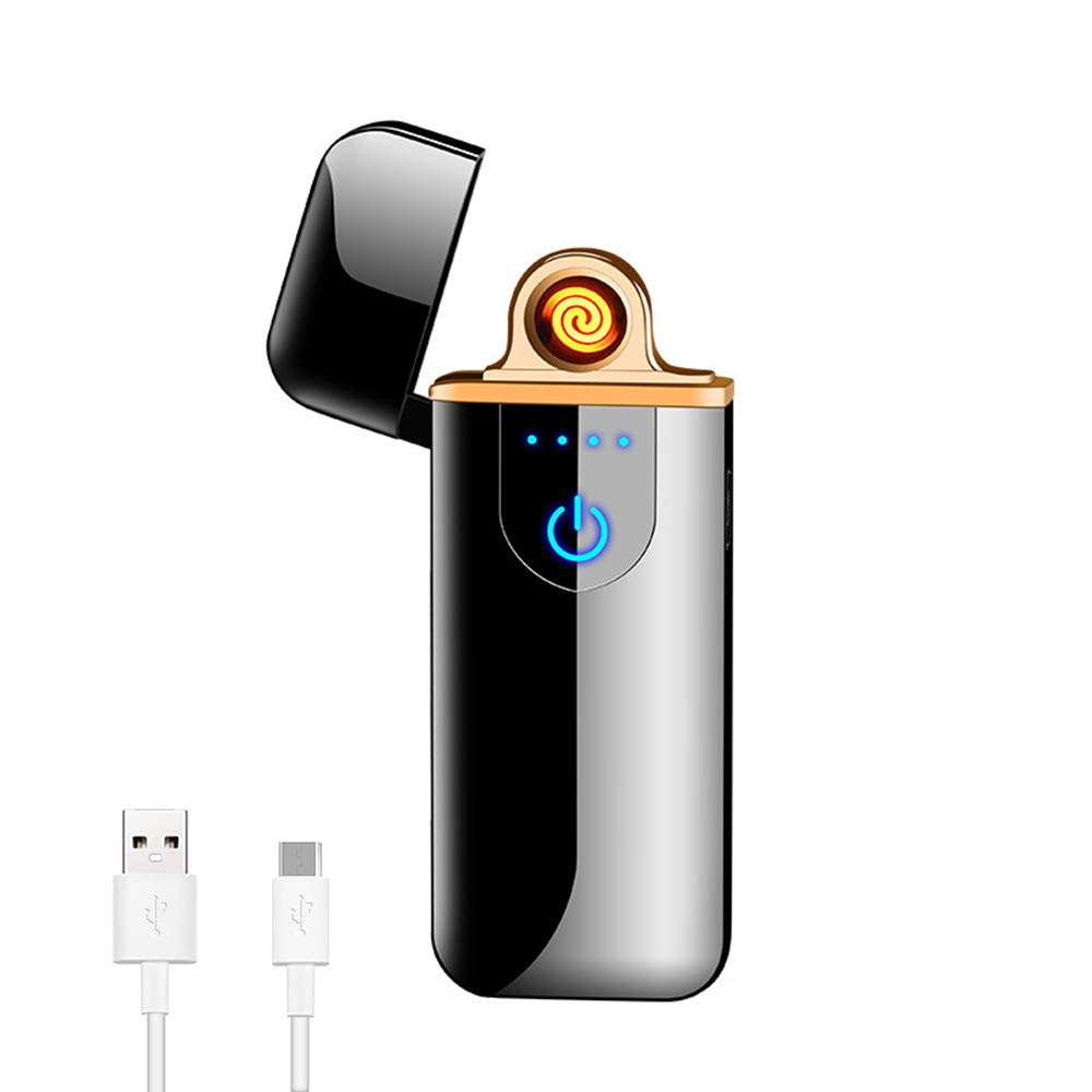 Deluisho Electronic Arc Lighter - USB Charging, Windproof, Durable Touch, Pocket Cigarette Lighter (Black) (LG-1)