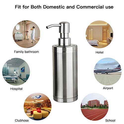 GAPPO Brushed Nickle Soap Dispenser Stainless Steel Metal Pump Hand Lotion Bottle for Bathroom, Bedroom and Kitchen