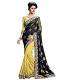 Shonaya Blue Georgette Embroidered saree & Unstitched Blouse Piece,Free Size