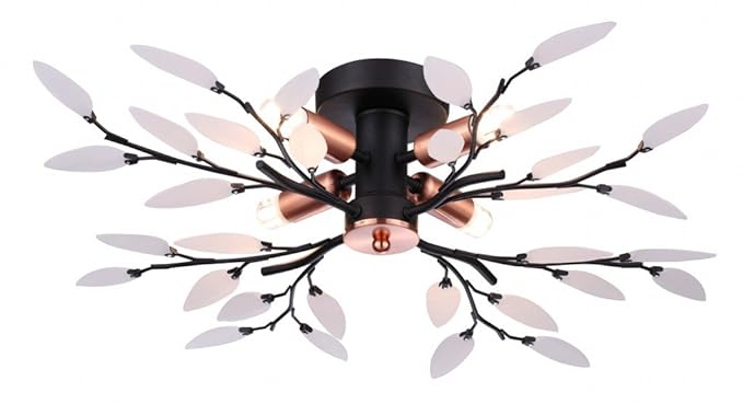 Modern Willow 4 Light Semi Flush Ceiling Light Chandelier In Black