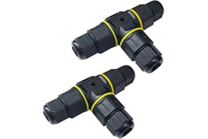 FULARR 2Pcs Premium T-Shape Waterproof Junction Box Outdoor Cable Connector, IP68 Waterproof 3 Way Cable Connector External S