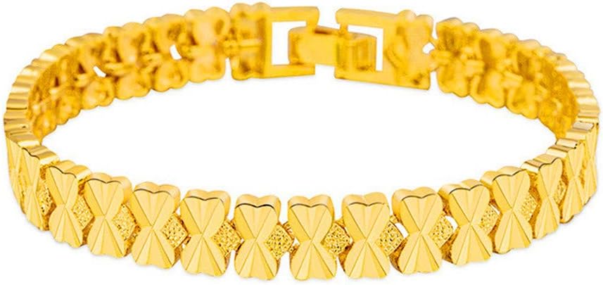 KRMZB 24K Color Gold Bracelet for Men and Women Brass Plated Gold Couple Bracelet Watch Gold-Plated Bracelet