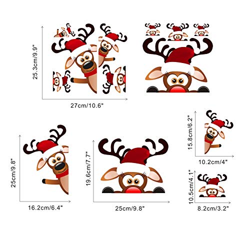 Christmas Reindeer Wall Decal ，Lovely Christmas Wall Sticker for Kids Room Decoration，Window Cling Decal，Christmas Home Decals (9 pcs) - Thumbnail 4
