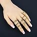 UHANGETH 11pcs Boho Retro Rings Hollow Carved Flowers Joint Knuckle Rings Sets (Gold)