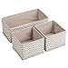 mDesign Soft Fabric Dresser Drawer and Closet Storage Organizer for Kids/Toddler Room, Nursery, Playroom, Bedroom - Chevron Zig-Zag Print - Organizing Bins in 2 Sizes - Set of 3 - Taupe/Natural