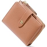 DAMAIKE Bifold Wallet for Women, Soft Leather Women's Wallet with ID Window Minimalist Ladies Purse Card Holder Coin Pocket (Pink)