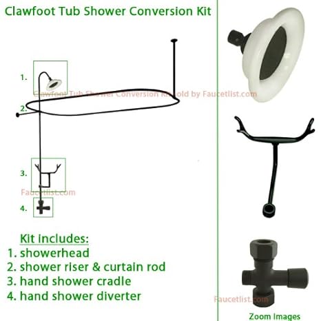 Oil Rubbed Bronze Clawfoot Tub Shower Conversion Kit With