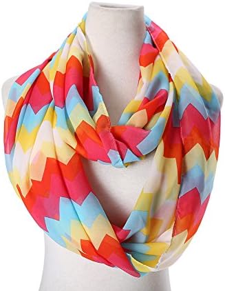 Sexyinlife Chiffon Chevron Multicolor Fashion Women's Infinity Loop Circle Scarf Yellow