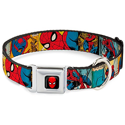 Buckle-Down Seatbelt Buckle Dog Collar - Spider-Man Comic Strip - 1.5