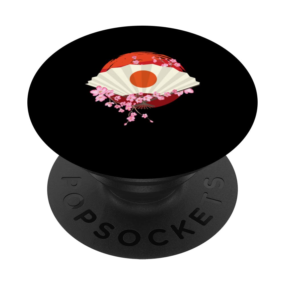 Japan Zen Circle Cherry Blossom Fan Japanese PopSockets Swappable PopGrip