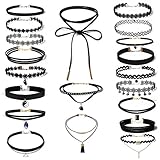 Women's Black Velvet Choker Necklace for Girls Lace Choker Tattoo Necklace 20 Pieces