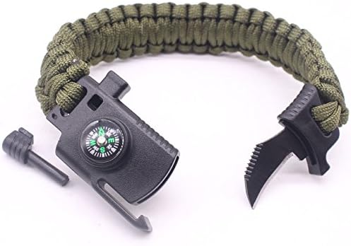 Survival Paracord Bracelet 5-in-1 Outdoor Gear with Fire Starter, Embedded Compass,Knife & Whistle for Camping,Hiking,Traveling,Fishing,Hunting