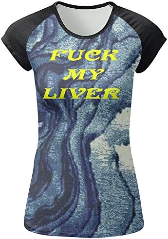 Women's Fk My Liver Short Sleeves Round Neck Soft Full Printed Raglan T Shirt Tops Blouse