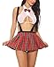 LeaLac Sexy Lingerie For Women School Girl Outfit Lingerie Cute Plaid Mini Skirt Set 659 White XL