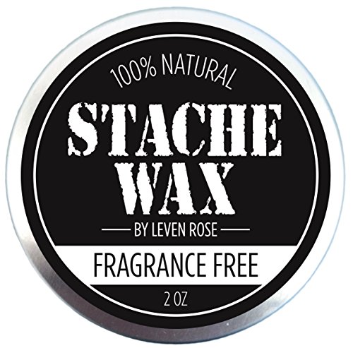 Mustache Wax & Beard Wax by Leven Rose, 100% Natural Grooming Wax for Moustache Grooming and Beard Growing Salve for Men, Fragrance Free Best Beard Oil Balm Unscented 2 Oz