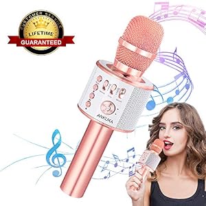 Image of Ankuka Bluetooth Karaoke Microphone, 3 in 1 Multi-Function Handheld Wireless Karaoke Machine for Kids, Portable Mic Speaker Home, Party Singing Compatible with iPhone/Android/PC (Rose Gold)
