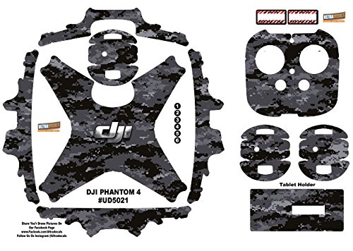 Black Camouflage DJI Phantom P4 Skin Wrap Decal Sticker Vinyl Ultradecal