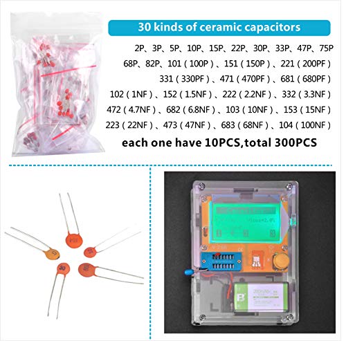 OSOYOO Mega328 Electronic Component Tester and Assorted Components Pack(LED, Resistors, Capacitors, Ceramic Capacitors,Diode,Transistors)