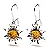 Amber Sterling Silver Romantic Sun Small Earrings