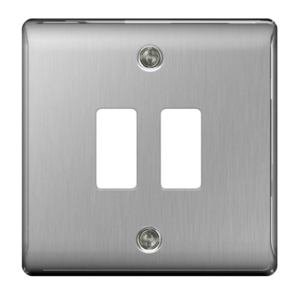 BG Electrical GNBS2 Nexus Metal Brushed Steel 2 Module Frontplate 86mm x 86mm